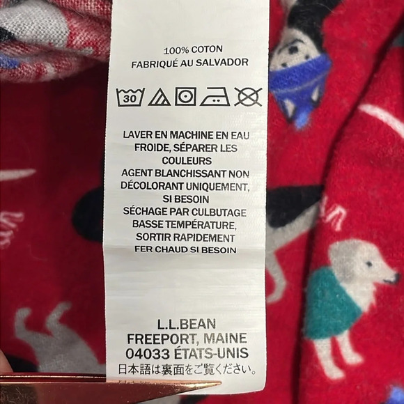 L.L. Bean Flannel Sleep Pants Red Winter Dog Print XL - Picture 16 of 16